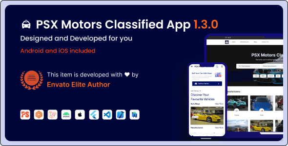 PSX Motors Classified Flutter App and Frontend Website with Laravel Admin Panel ( 1.3.0 )