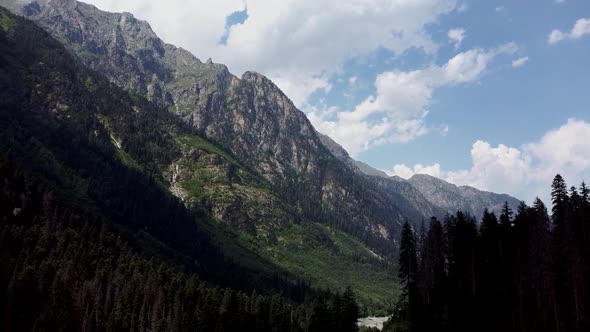 Aerial View of Mountain Landscape in Summertime