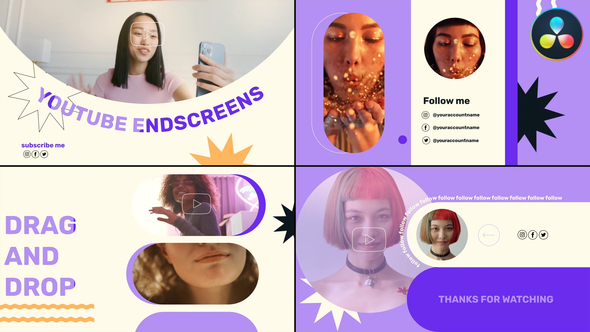 Modern Youtube Endscreens for DaVinci Resolve