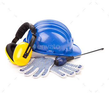 hard hat with tools