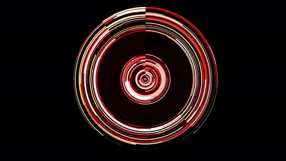 Abstract Seamless Loop Glitch Line Glow Circle Background.4k Red Colorful Background