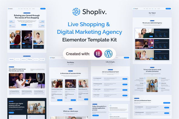 Shopliv - Live Shopping & Digital Marketing Agency Elementor Template Kit
