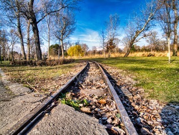 Railway track disappearing into the distance