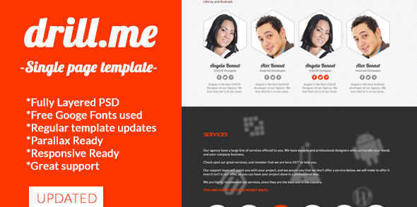 drill.me - Single Page Responsive Ready PSD