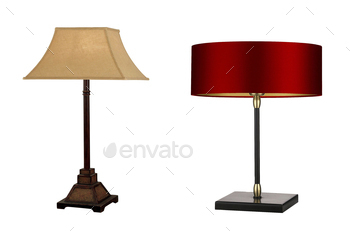 Modern and vintage lamps isolated