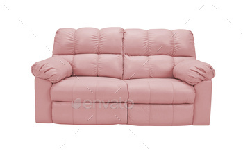 Pink sofa on white background