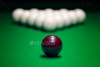 Ball is displayed on the pool table against the background of other balls