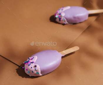 popsicle ice cream in purple glaze