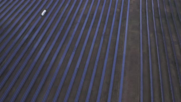 Aerial View of a Vast Field of Solar Panels Sustainable Clean Renewable Energy Production of