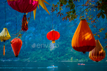Orange lanterns hanging