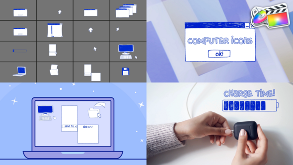 Computer Interface Icons Hand Drawn for FCPX