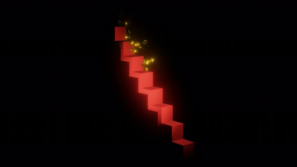 Coins falling down the steps. alt