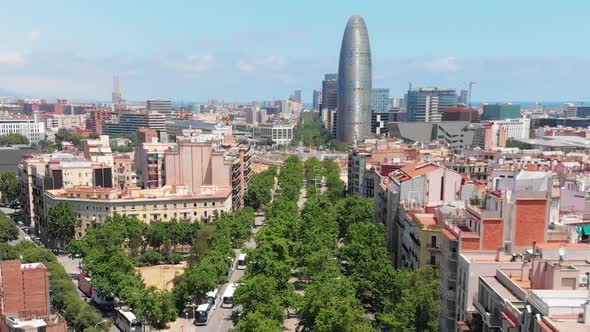 Aerial view to Diagonal avenue, Barcelona, Spain