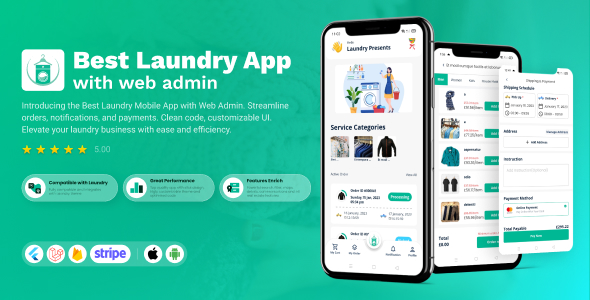 Laundry- Laundry Management System, Flutter App with Admin Panel.