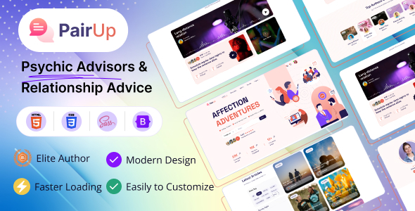 Pairup - Psychic Advisors & Relationship Advice HTML Website Template