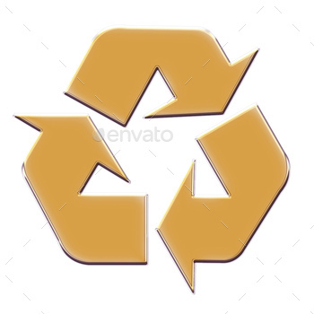 3d illustration golden Recycle Symbol