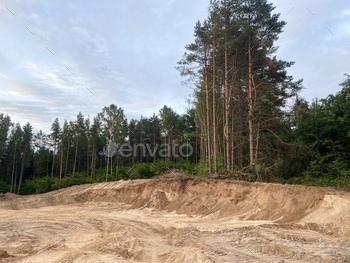 sand quarry on the site of a cleared forest