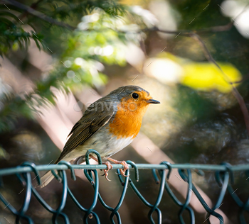 Closeup of an european robin bird