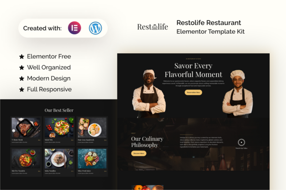 Restolife - Restaurant Elementor Template Kit