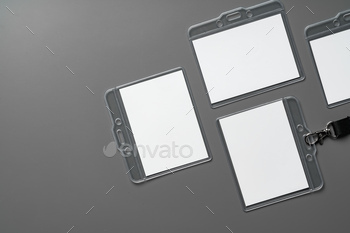 Blank badges on gray background copy space