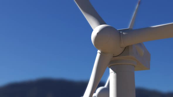 Wind farm against the sky, an animation on the theme of renewable electricity