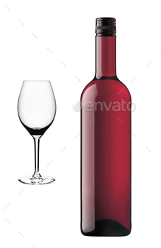 Bottle wine with glass