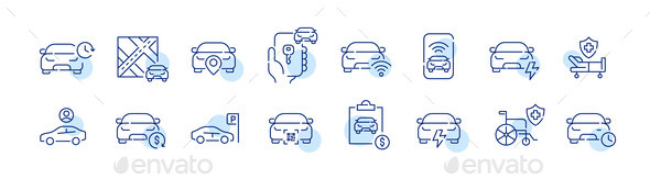 Car Rental Service Icons Set