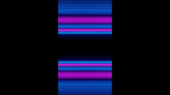 Vertical video neon frame with blue and purple dot waves loop animation