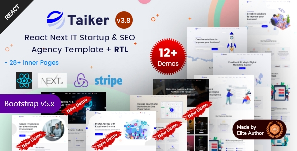 Taiker - Multipurpose Technology Services & IT Startup React Nextjs 14+ Template