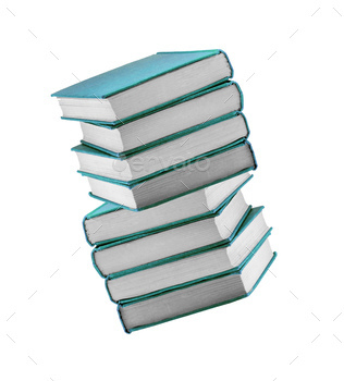 Books in blue cover isolated