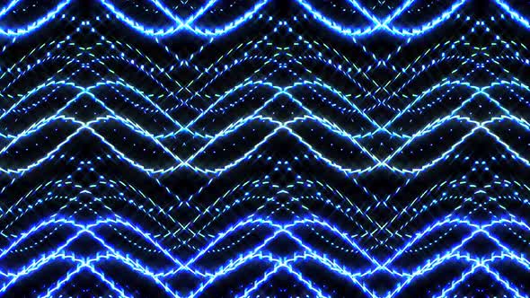 shining bright lines set blue wave motion, colorful, on black background alt