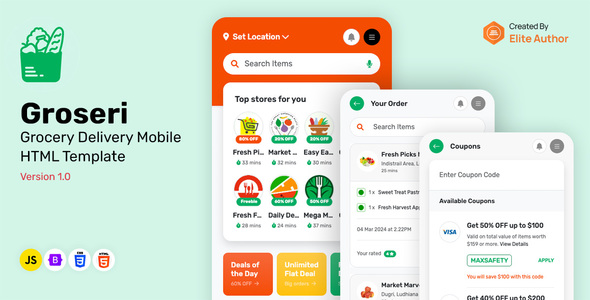 Groseri - Grocery Delivery Mobile HTML Template