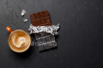 Coffee break bliss: Chocolate bar paired with a cup of coffee