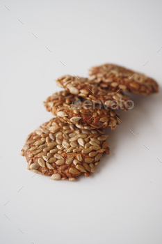 sesame sweet cookies on white background
