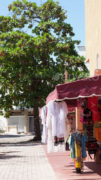 City street vendor with a clothes shop