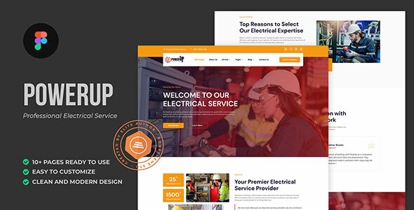 PowerUp - Professional Electrical Services Figma Template