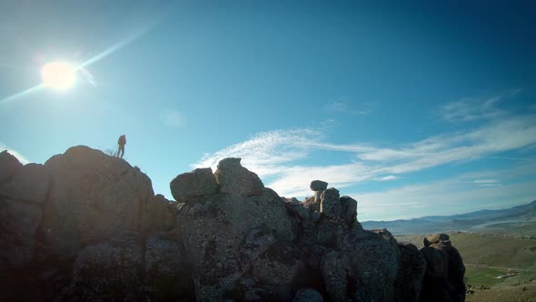 Hiker Traveller on Mountain Summit