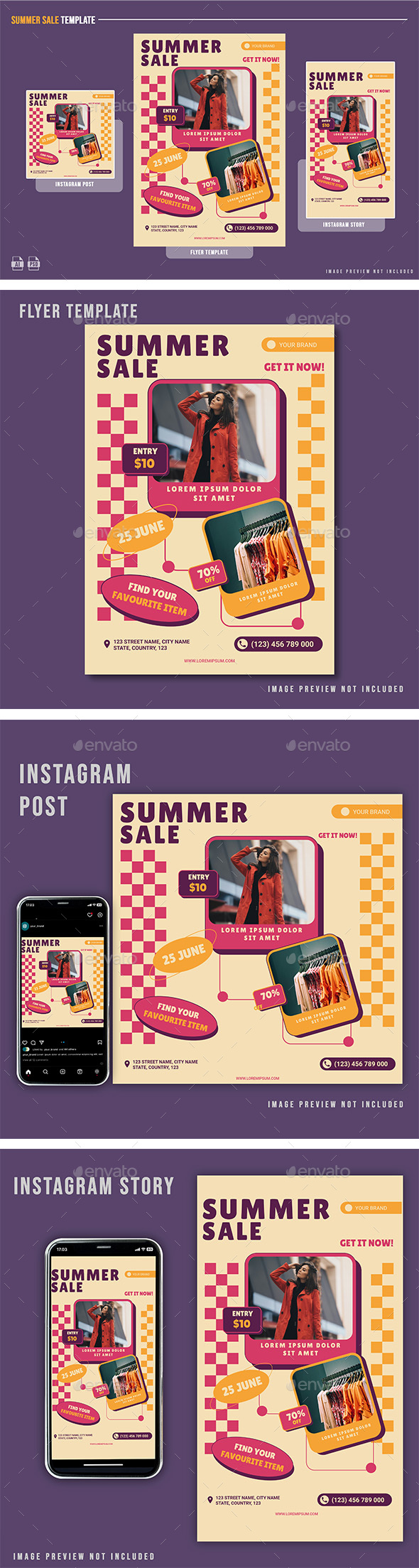 Retro Summer Sale Flyer Design