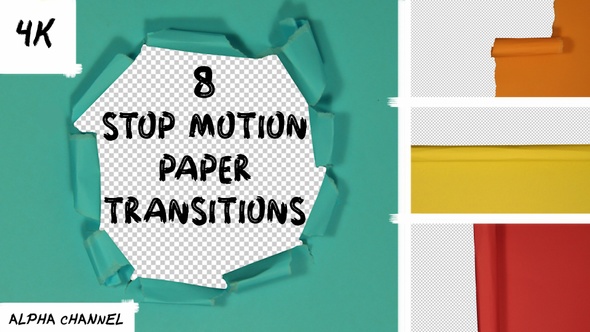 8 Paper Stop Motion Transitions Pack