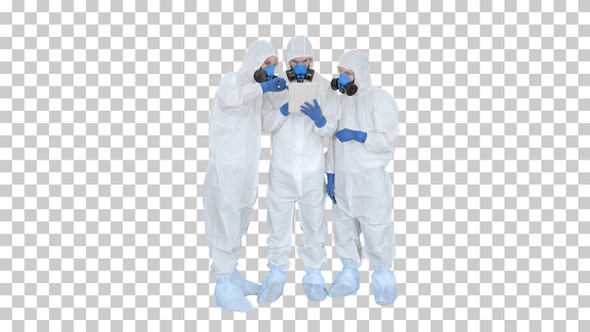 Doctors or scientists wearing hazmat suits, Alpha Channel