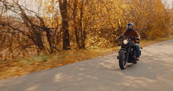 Cool Biker Rides on the Highway in the Fall