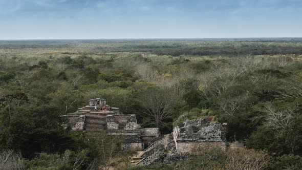 Time lapse extreme trucking push in of Ek Balam Mayan ruins in Yucatan, Mexico near Valladolid.