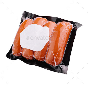 Sausages In A Plastic Package isolated