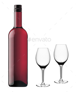 Bottle wine with glasses