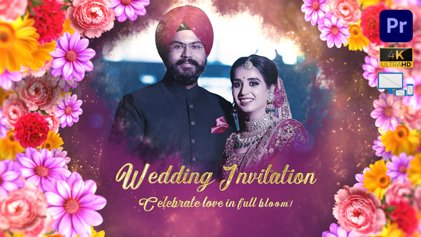 Indian Wedding Invitation Floral Slideshow - Premiere Pro