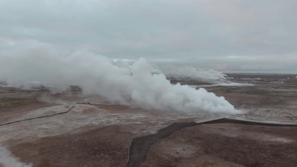 Gunnuhver hot springs and steam in Iceland