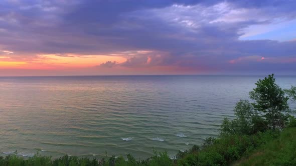 Calm sunset over the Baltic sea in summer, Poland