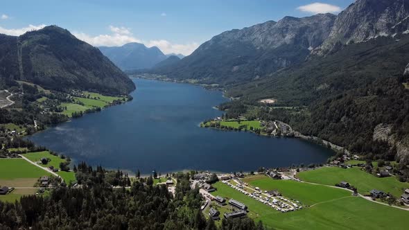 Aerial of Grundlsee Austria Salzkammergut