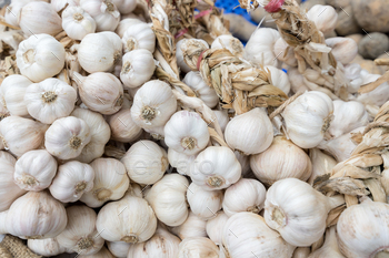 Stack of the garlic selling at wet market