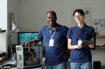 Two engineers of repair service center